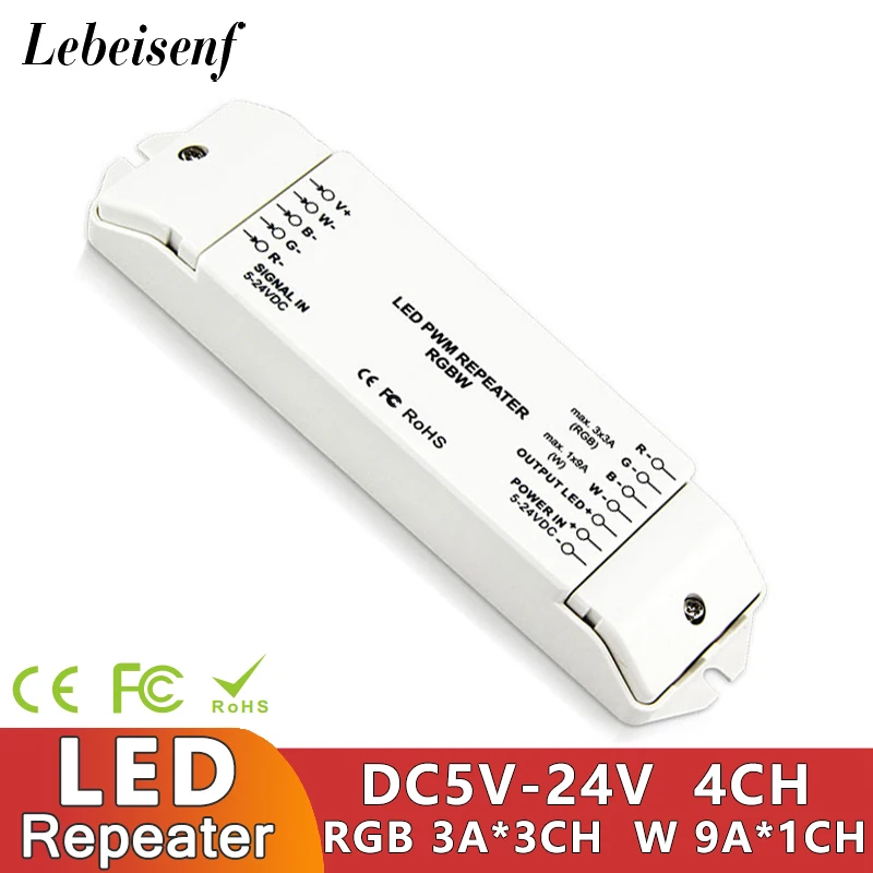 

18A DC 5V-24V 4CH LED High Frequency PWM Repeater Signal Power Amplifier Expander RGBW 4 Channel Strip Expander RGB 3A*3CH W*9A