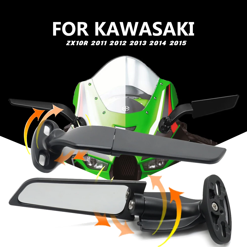 

For KAWASAKI ZX10R 2011 2012 2013 2014 2015 Motorcycle Side Mirrors Wind Wing Adjustable 360 Rotating Rearview Mirror Modified