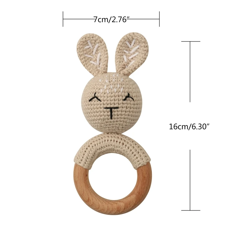 1Pc Baby Wooden Teether Crochet Rattle Toy BPA Free Rattle Baby Mobile Gym Newborn Stroller Educational Toys
