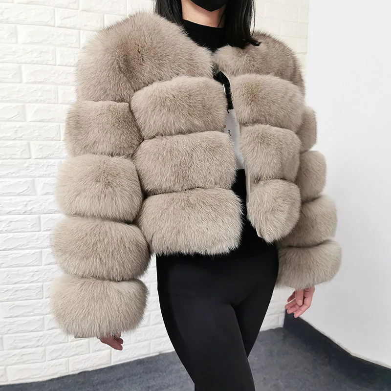 MAOMAOKONG 2023 Women's Winter Natural Fur Jacket Real Fox Fur Coat Women Luxury Furry Leather Coats Female Clothes Fur Vest