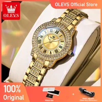 OLEVS 9943 Women's Watches Night-light Function Original Quartz Wrist Watch Roman Inlaid Zircon Dial 30m Waterproof Ladies Watch