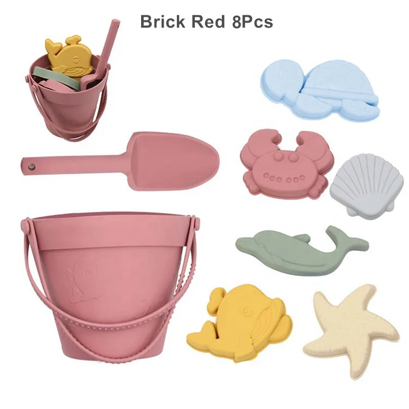 Set di giochi da spiaggia in silicone per bambini con secchiello_voghion.com