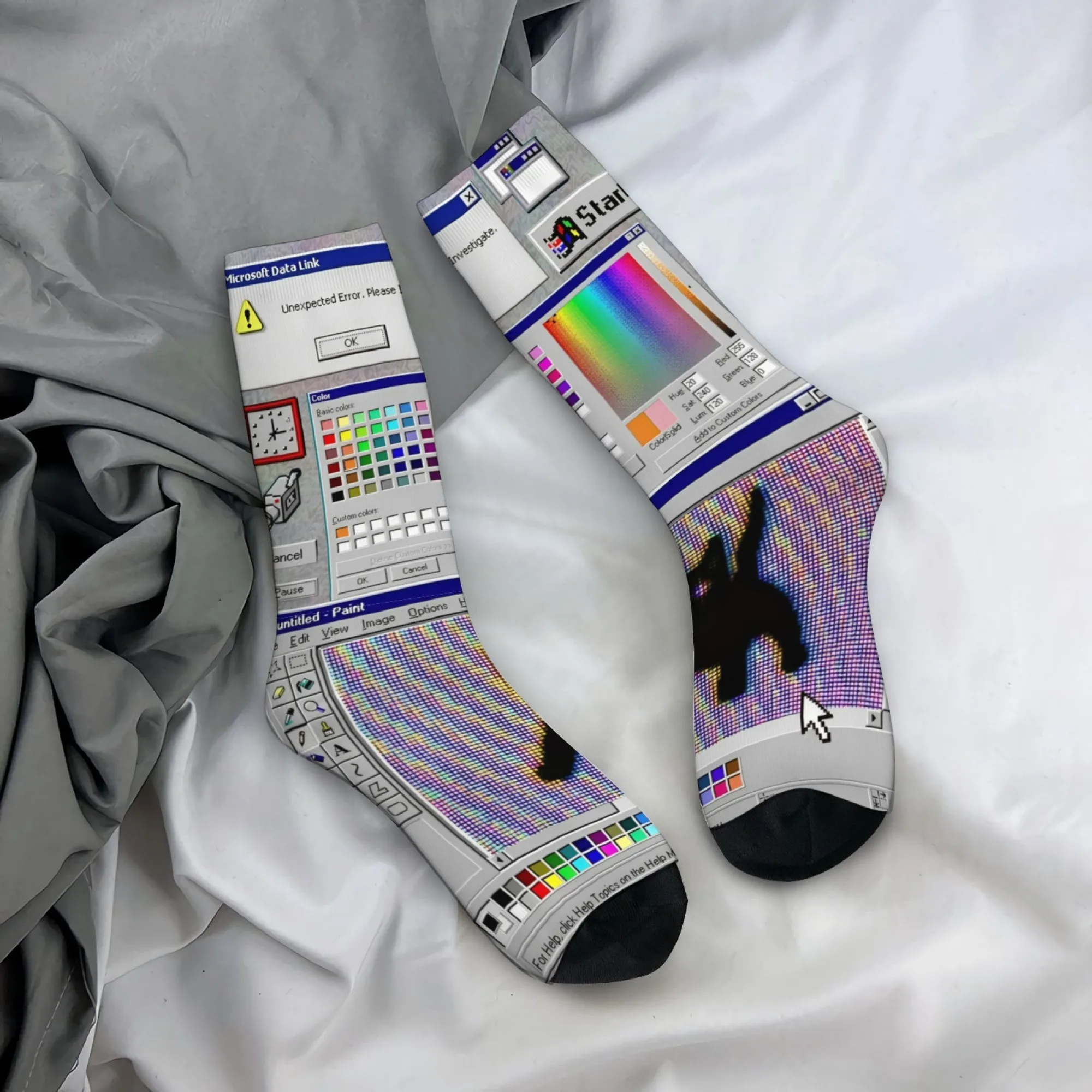 Cyber ​​Retro Malfunction Pop-Up Men's Socks - Nostalgic Casual Party Gift
