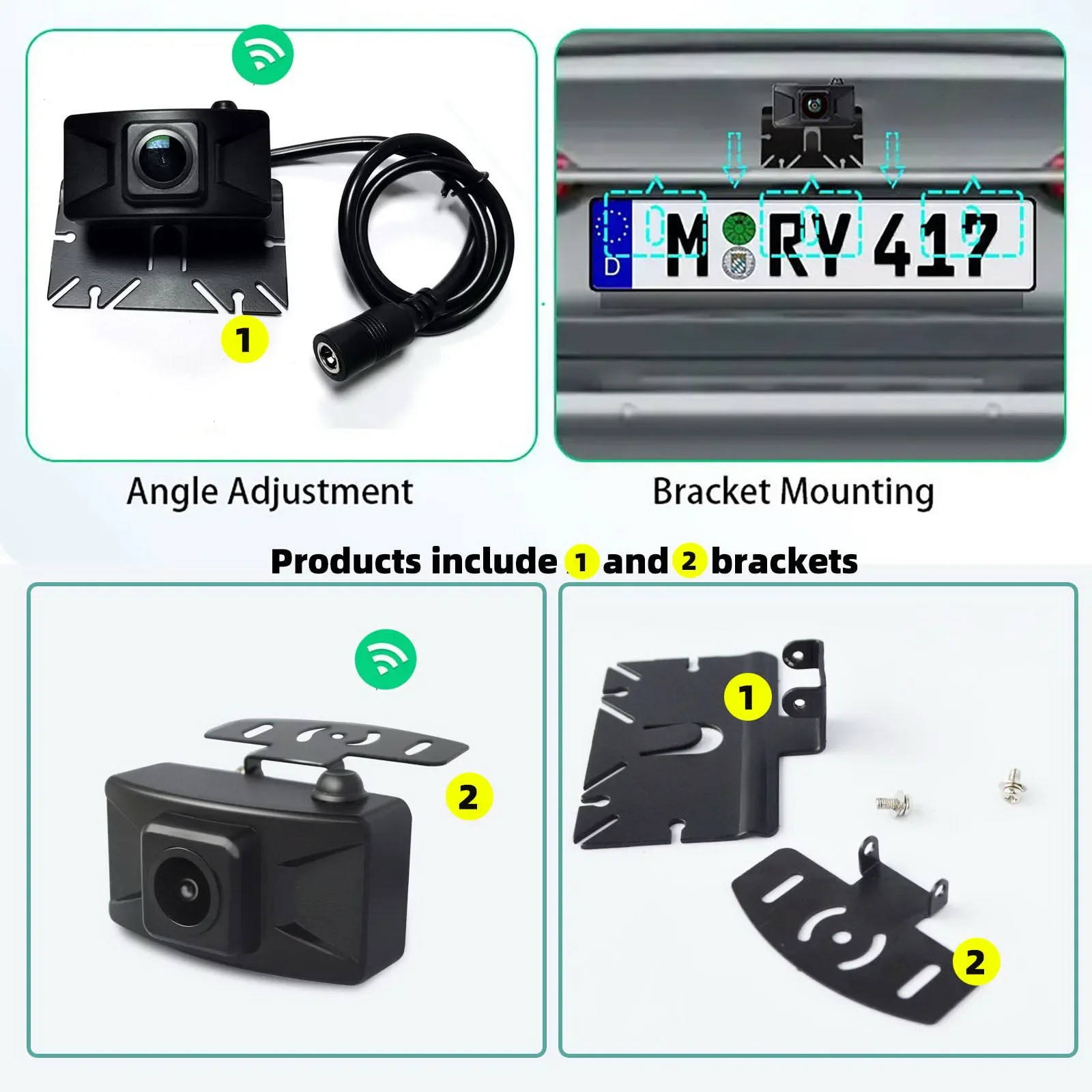 Car Rear View Camera Car Parking Monitor Wireless AHD 1080P Backup Reversing Camera WIFI 4.3/5Inch HD for Truck Bus Car Vehicle Night Vision