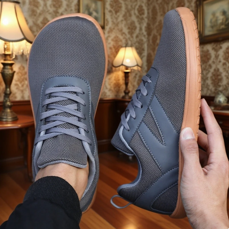 Men's Wide Toe Shoes Minimalist Walking Sneakers Outdoor Quick Drying Mesh Breathable Anti Slip Flat Running Shoes Free Shipping