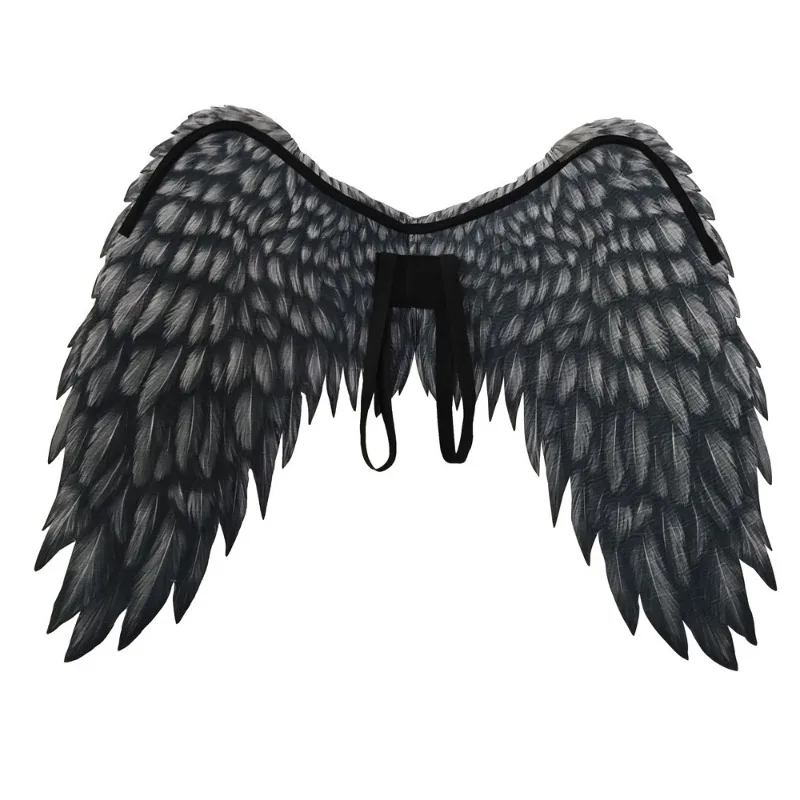 Halloween Karneval Atmosphäre Faltbare Flügel Kreative Vlies Gedruckt Schwarz und Weiß Teufel Erzengel Flügel Dekorative Prop – Detail 12