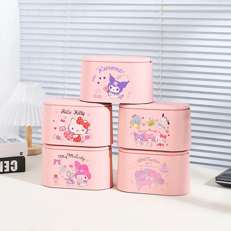 

Kawaii Cute Sanrio Kuromi Mymelody Cinnamoroll Pochacco Pom Pom Purin Little Twin Star Desktop Trash Can Christmas Gift For Girl
