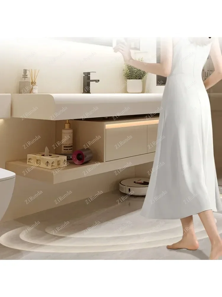Luxury Cream Style Bathroom Cabinets Wall-mounted Fog Removal Storage Smart Mirror Cabinets Fashion Furniture