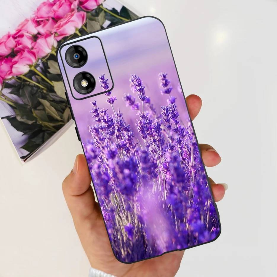 DESSEN Cover per Motorola Moto E13 Glitter - Trasparente Morbida Silicone Custodia Antiurto Protezione Case con Bordo Placcato e Carta Glitter, Viola