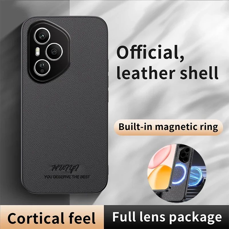 Leather Magnetic Car Holder Phone Case with Wireless Charging Compatibility