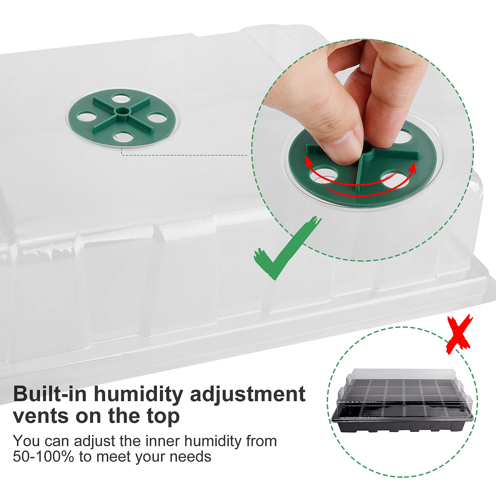 Mini Greenhouse Seedling Starter Trays Humidity Vented Domes for Vegetables Widely Use PP 19 X14 X 11cm Plant Nursery Pot