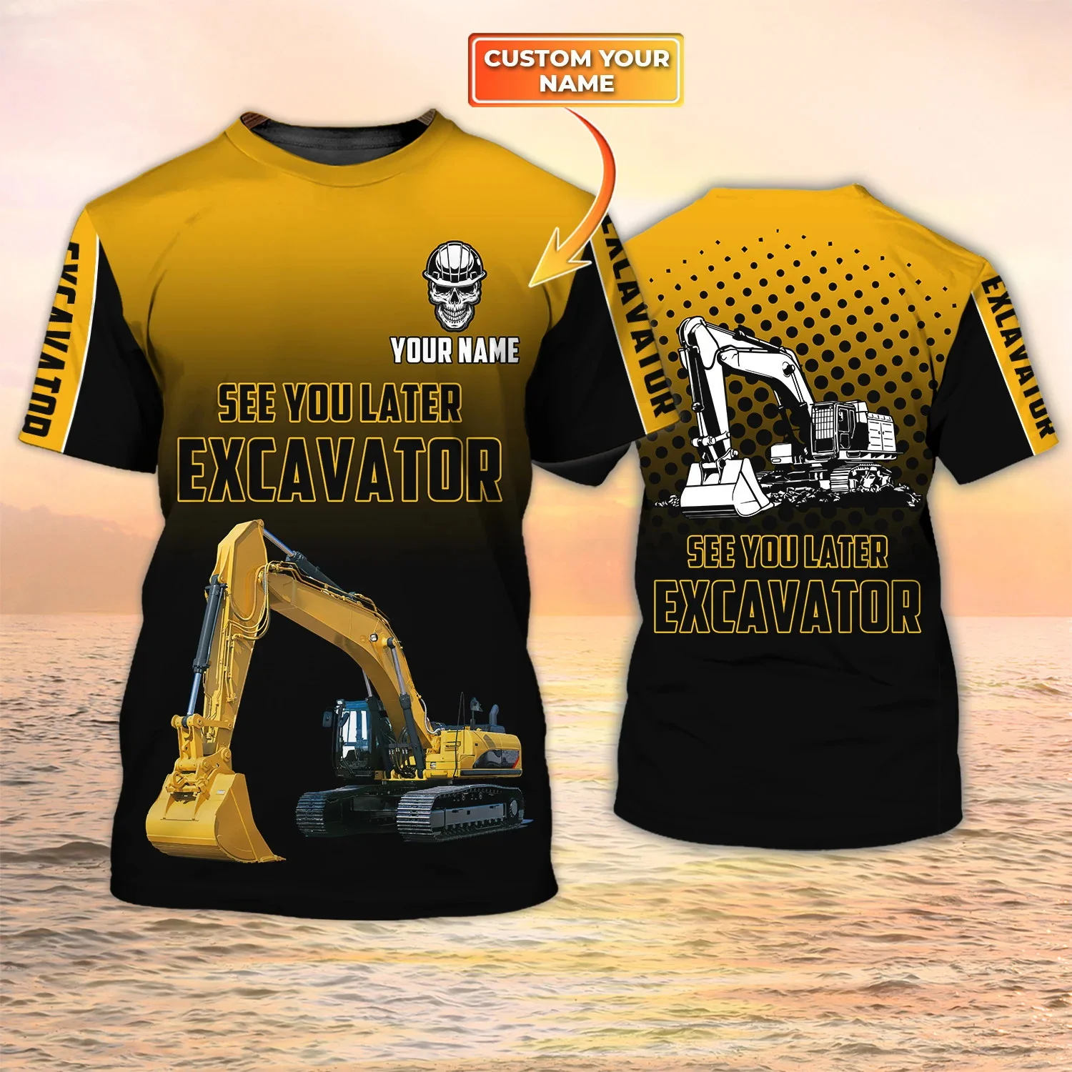 Neueste Sommer Mode männer T-shirt Heavy Ausrüstung Bagger Personalisierte Name 3D Gedruckt t shirt Unisex Casual T-shirt DW135 – Detail 19