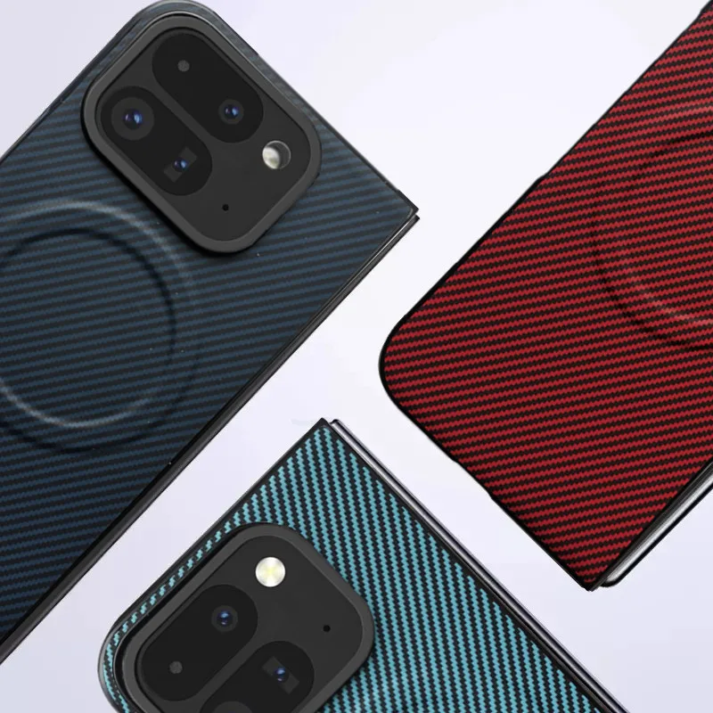 Magnetic Leather Carbon Fiber Texture Phone Case with Mag-Safe Wireless Charging Compatibility