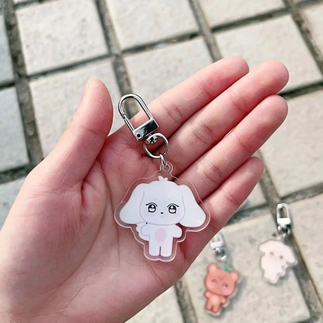 8pcs KPOP Cartoon Keychain Acrylic Double-Sided Transparent Creative Pendant WooYoung JongHo YunHo Star Peripheral Bag Keyring