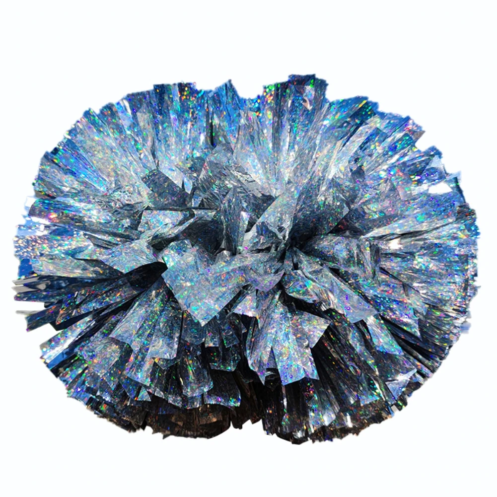 1PC Plastic Handle Metallic Streamer Pompoms Cheerleading Cheering Pom Pom Ball Cheering Dance Decorator Club Sport Supply