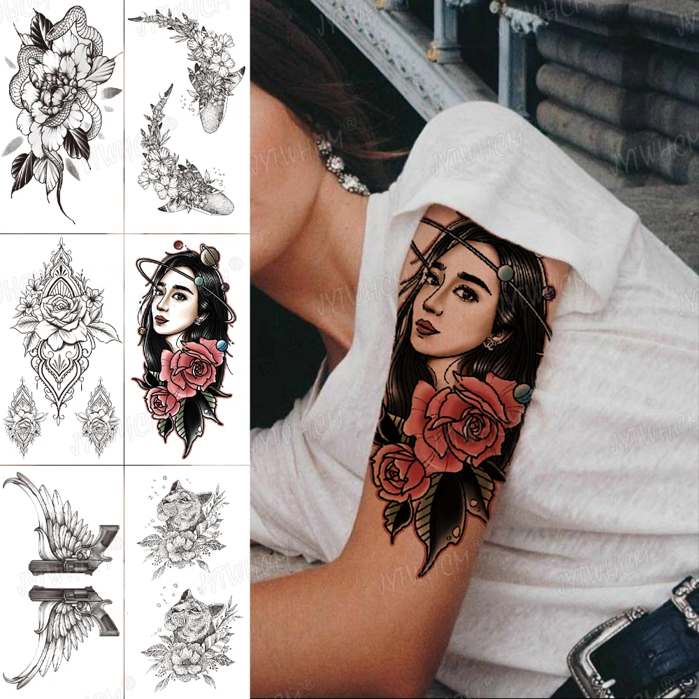 

People Girls Tattoo Stickers Flower Arm for Women Men Beauty Body Art Sexy Makeup Sleeves Waterproof Temporary Tattoo Stickers