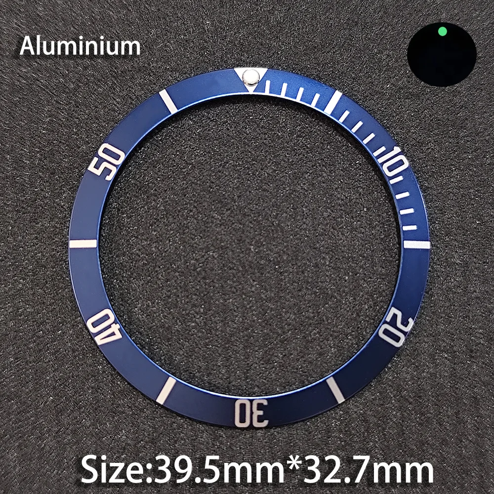 Enhanced Green Luminous Aluminum Watch Bezel - Tilted Style, 39.5mm