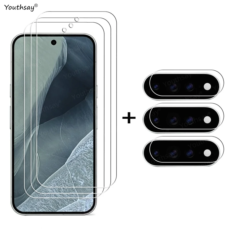 Premium 6-in-1 Tempered Glass Screen Protector with HD Clarity and Protective Lens Film