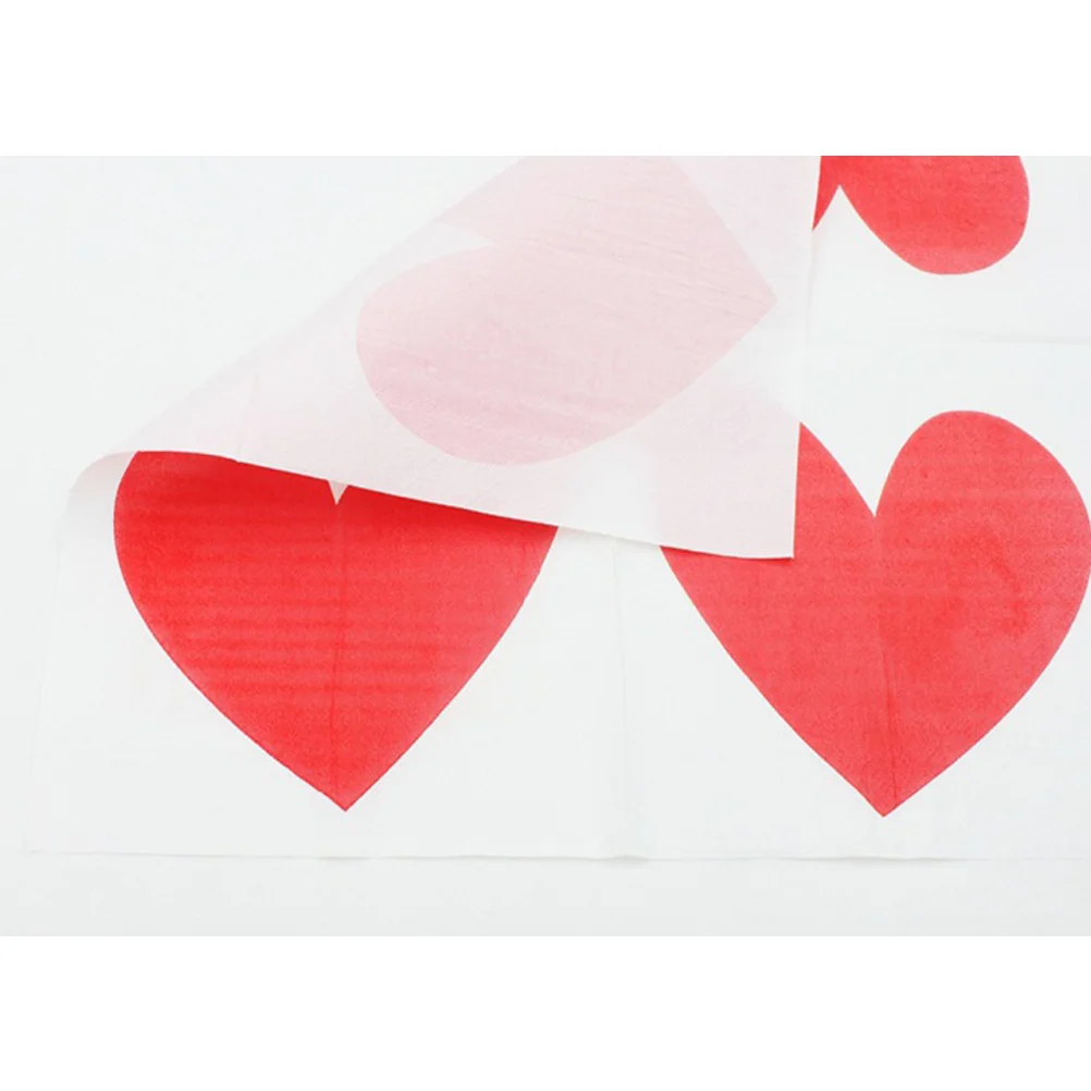 40pcs Red Love Heart Wedding Table Decor Valentines Day Napkins Decorative Wedding Napkins Party Tissue Dinner Napkins