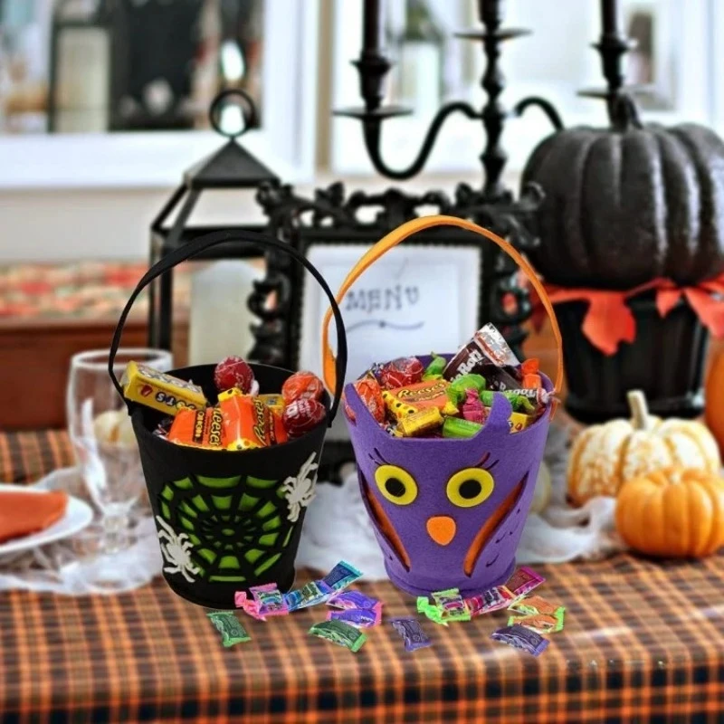 Candy Bag Felt Cloth Candy Bag Skull Bat Tote Pumpkin Bag Halloween Candy Gift Storage Supplies Halloween Suppliers 사탕 주머니