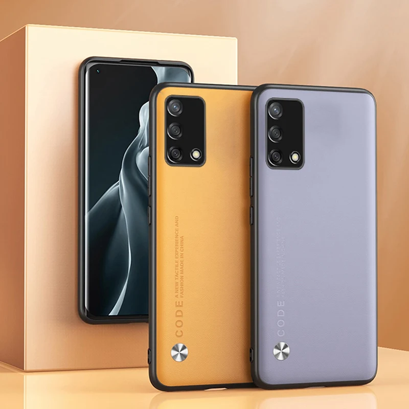 Luxury Leather Phone Case For OPPO A54 A74 A94 A95 4G 5G Back Cover Matte Silicone Protection Case For OPPO F19 Pro Plus_voghion.com