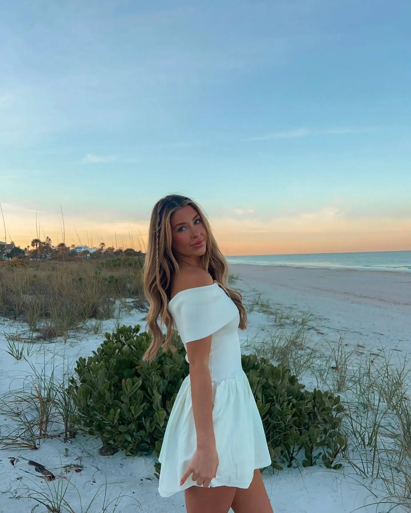 Knitted Off Shoulder Mini Dress Patchwork Ruffled Edge Slash Neck Solid Beach Holiday Princess Dress Cover Up Summer Women