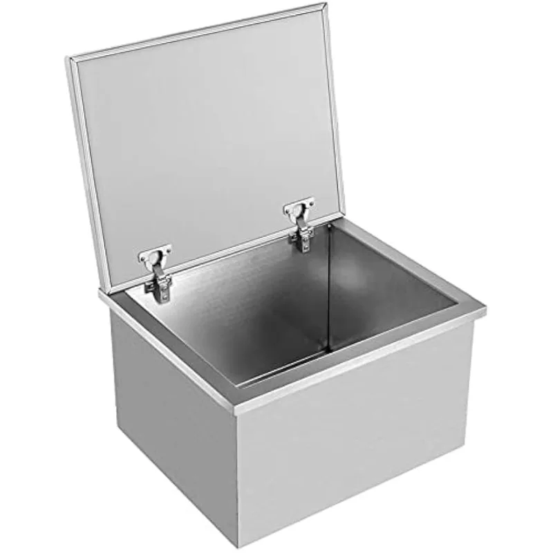 

Drop in Ice Chest 20''L x 14''W x 13''H Drop in Cooler Stainless Steel with Hinged Cover Bar Ice Bin 36.3 qt Drain-Pipe