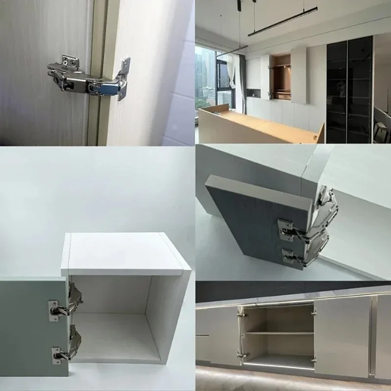 1/3 Piece 304 Stainless Steel Hydraulic Hinge Cabinet Door Spring Hinge Damping Buffer Silent Closing Kitchen Cabinet Furniture