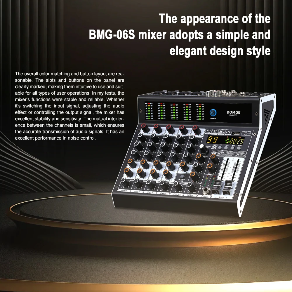 BOMGE BMG-06D 16チャンネルミキシングコンソール Amazon.com: BOMGE 6 Channel Audio Sound Mixer - Professional