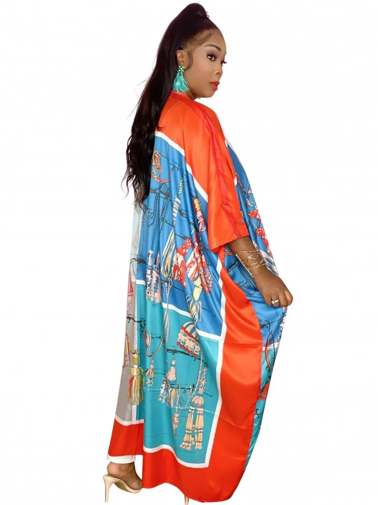 One Piece Kimonos Boubou Africain Femme African Print Dashiki Clothes Women Dress Batwing Sleeve Ankara Dresses Girl Party Dress