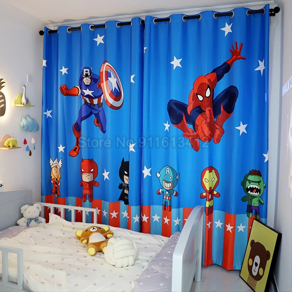 Disney Heroic Figure Spiderman Blackout Curtains Window Drapes for