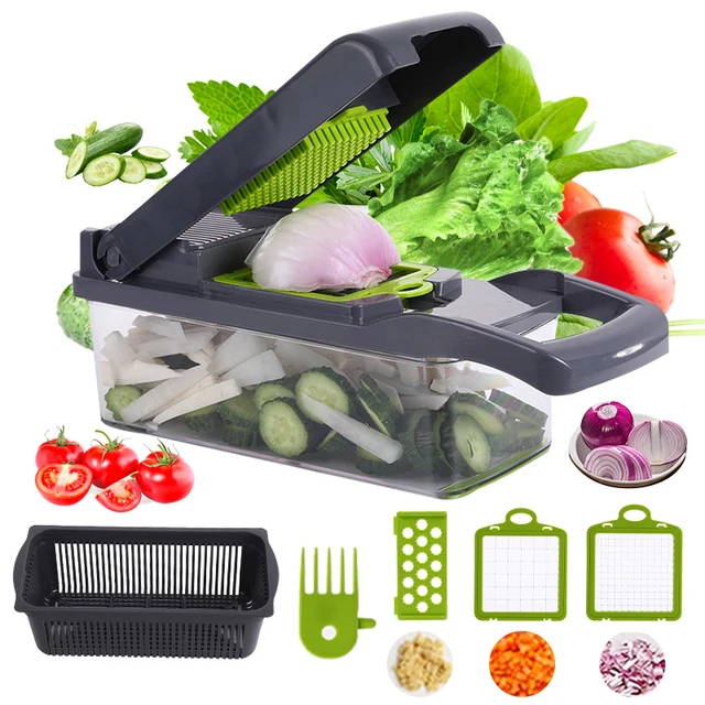 Multifunctional Vegetable Cutter Shredders Slicer With Basket Fruit Potato  Chopper Carrot Grater Slicer Mandoline For Kitchen - Fruit & Vegetable  Tools - AliExpress