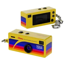 Retro Style Mini HD Thumb Camera with Keychain - Portable 1080P Video Recorder & Kids Gift (Yellow no card)