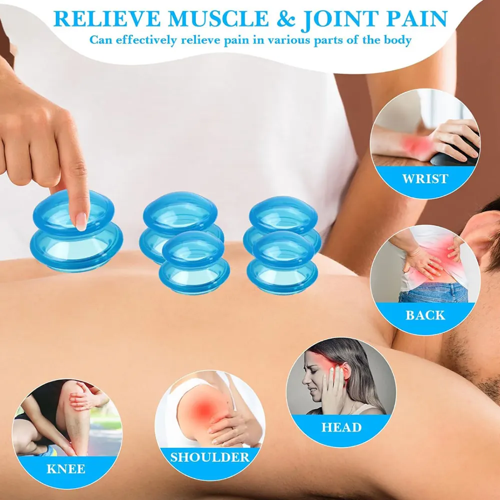 4Pcs Silicone Vacuum Cupping Set Massage Body Cups Back Gua Sha Ventosas Suction Cup Anti-Cellulite Skin Lift Physiotherapy Jars 3