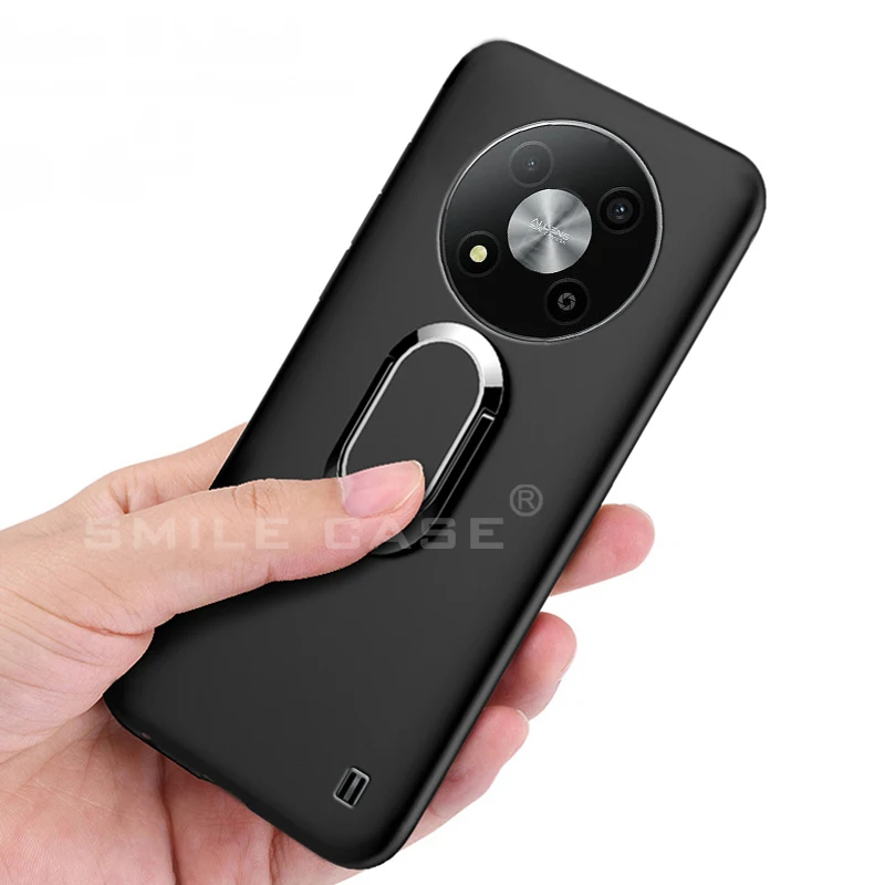 ZTE 블레이드 A73 5G Funda 용 커버 6.52 인치 블랙 클래식 핑거 링 360 회전 소프트 케이스 ZTE 블레이드 A73 (5G) Capa 용
