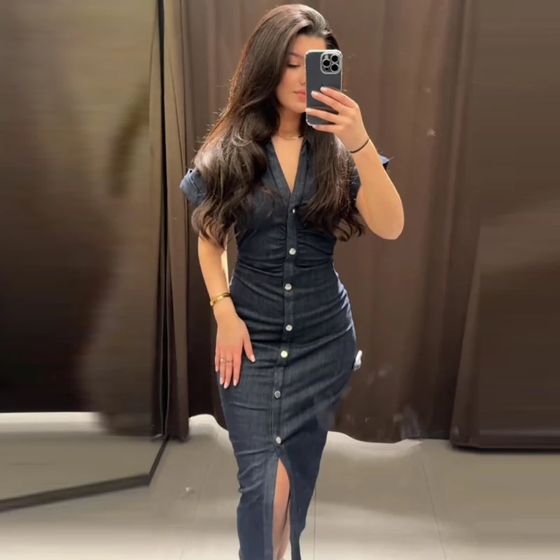 فساتين نسائية من TRAF فساتين طويلة أنيقة باللون ال...