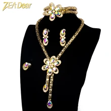 ZEADear New Arrival Of Bridal Jewelry For Women Necklace Earrings Ring Bracelet Colorful Jewelry Geometric Engagement Gift