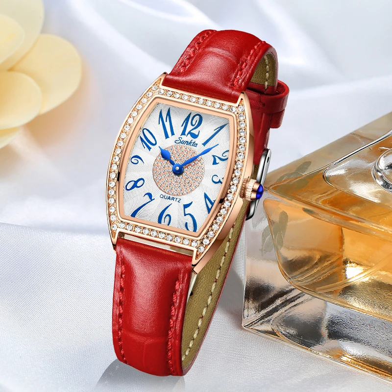 Sunkta Fashion Watch for Women Elegant Design Ladies Wristwatch Waterproof Women Bracelet Watches Luxury Leather Quartz Watches