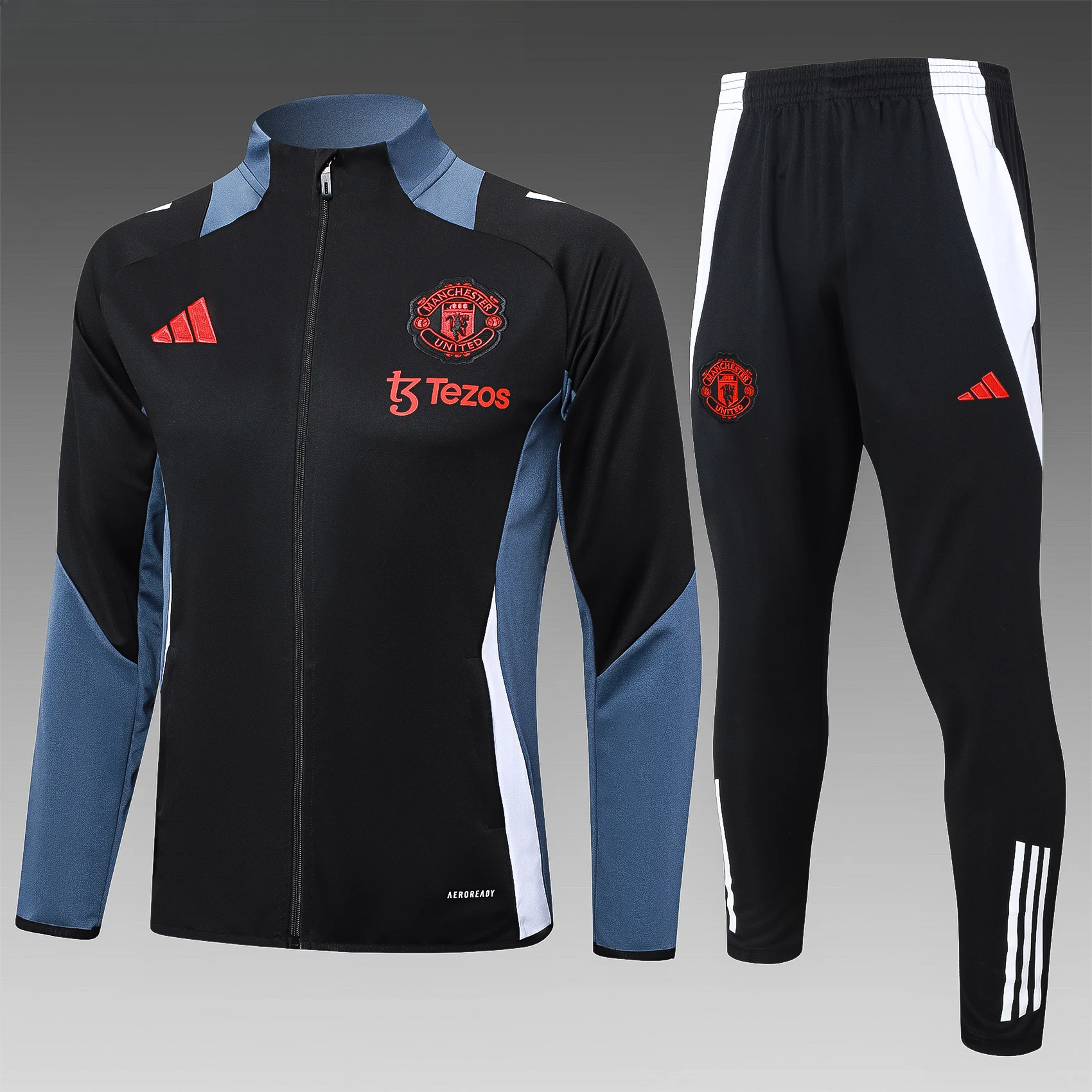 Adidas Soccer Jerseys Men Breathable Wear Resistant Light Weight Anti-wrinkle Sportswear Football Training Suit Set Black