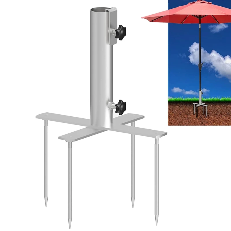 Beach Umbrella Base , Umbrella Stake With Design, Heavy Duty Metal Ground Grass Holder Stands Patio Holder Base