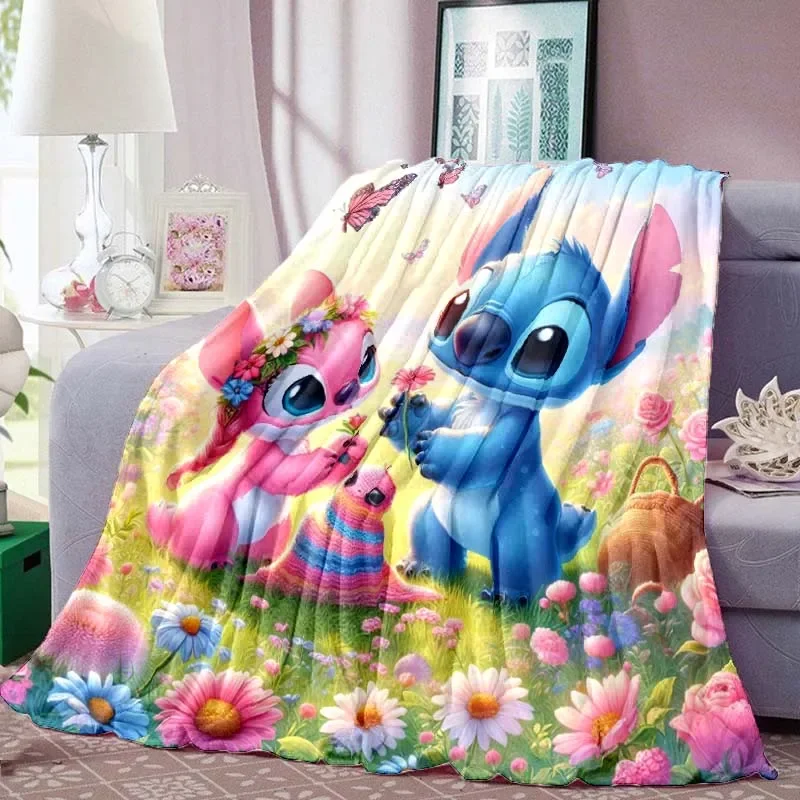 Cartoon Cute Stich Blanket, 3D Printing Lilo & Strong Soft and Comfortable Children's Nap Sleeping Blanket, Bedding 3