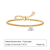 Non Tarnish Stainless Steel Bracelet Gold Plated Stackable for Women, Thin Herringbone Chain Bracelet Waterproof Jewelry Gift