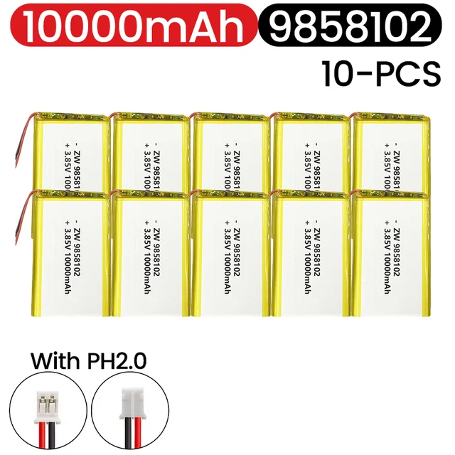 9858102 High Capacity 10000mah 3.7V Battery+PCB Protection Board Rechargeable Flat Battery Laptop Batteries Power Bank