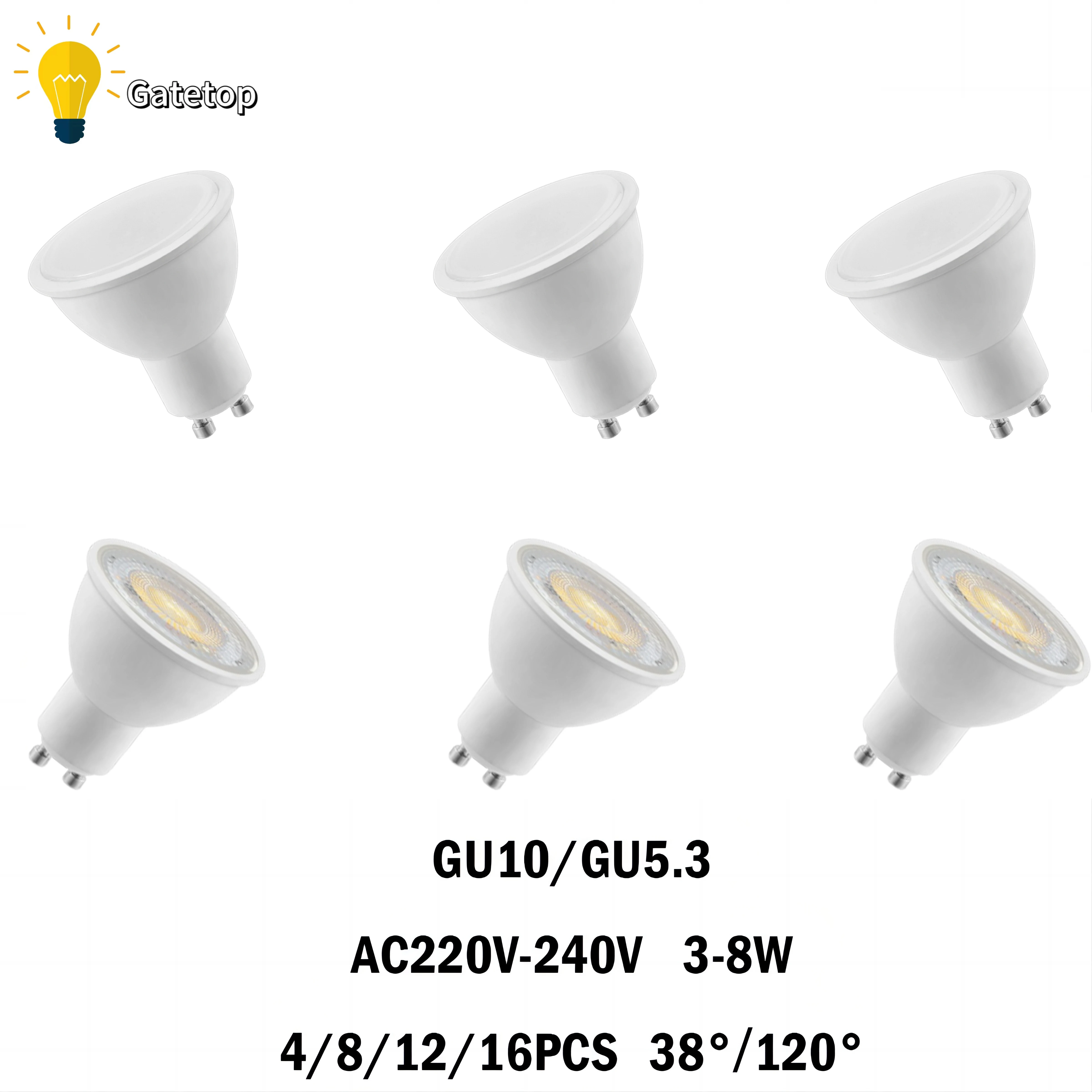 

LED Spotlight GU10/GU5.3 AC220V 3-8W High Lumen No Flicker 3000K/4000K/6000K Replace 20W/50W Halogen Lamp for Interiors Lighting