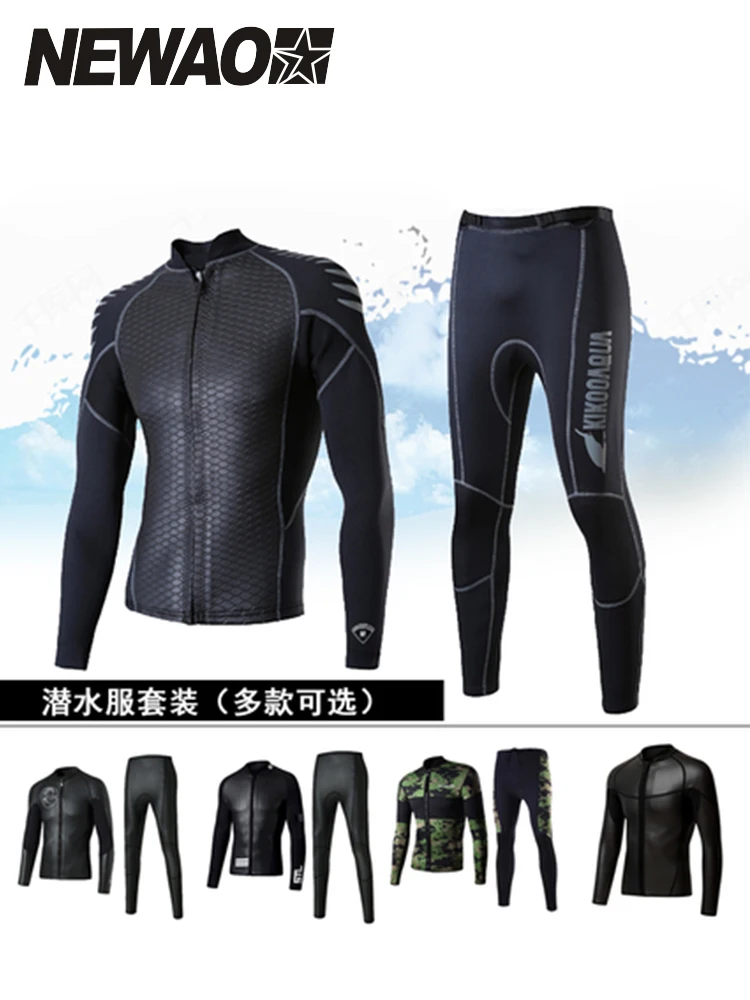 3mm cool male surfing split long sleeve snorkeling warm cold sun protection diving suit swimming snorkeling suit