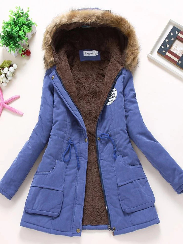 2022 Hooded Parkas Wadded Warm Overcoat New Autumn Winter Women Cotton Jacket Padded Casual Slim Fashion Elegant Coat Emboridery