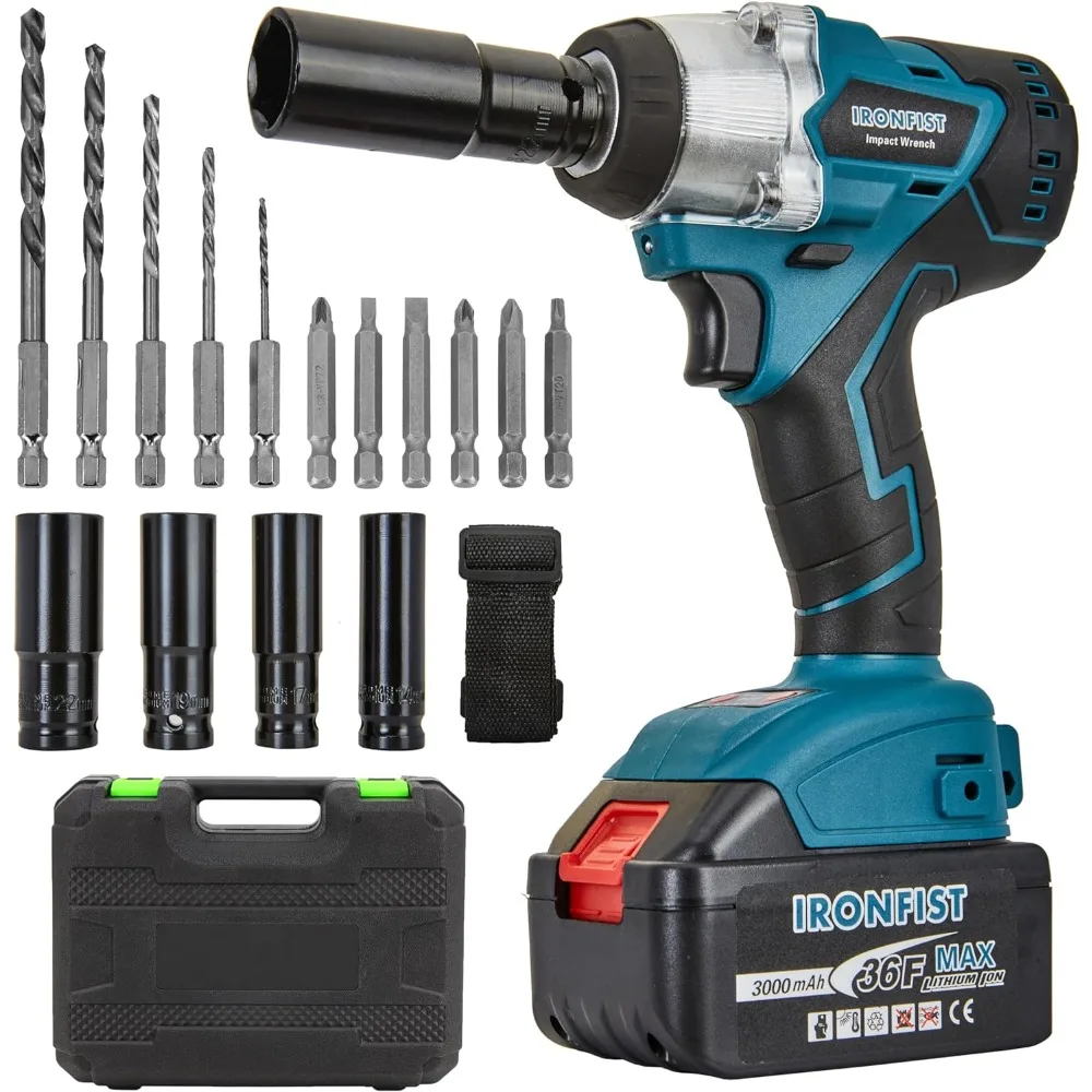 

Cordless Impact Wrench, Electric Power Impact Screwdriver with 21V Lithium Battery Brushless Motor with 420Nm Torque