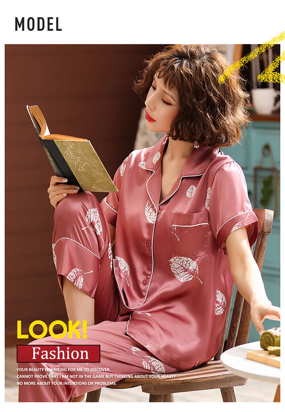 ladies pjs Women's Luxury Satin Pajamas Ladies Ice Silk Polka Dot Nightwear Woman Spring Summer Sleepwear Pajama Set 3XL Large Size Pyjamas sleep wear