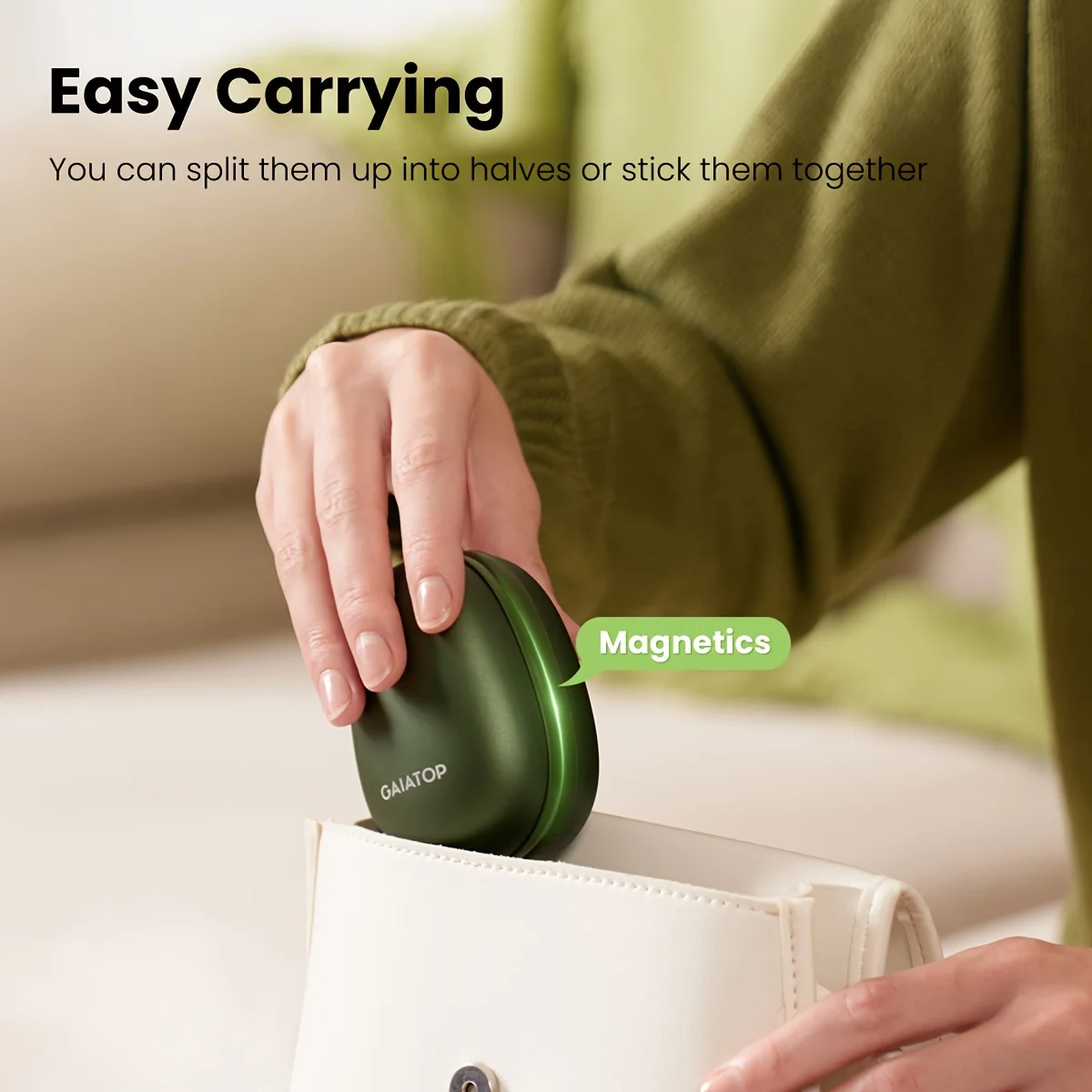 GAIATOPH and Warmer Rechargeable 2-piece Set, 4000 mAh battery avocado shaped electric hand warmer with 2 USB cables