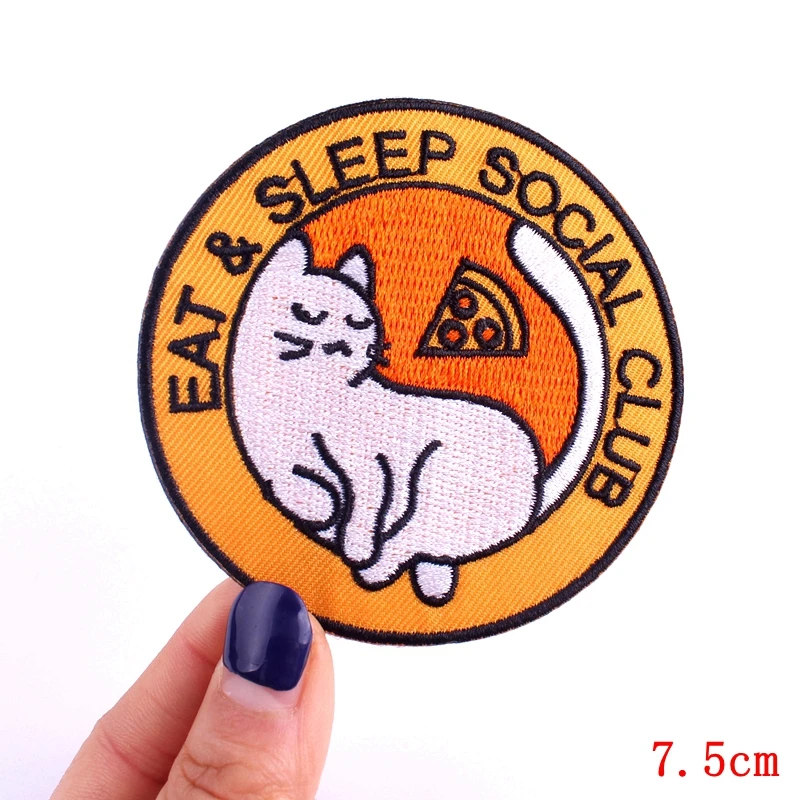 Cute Cat Embroidered Patches For Clothing Thermoadhesive Patches On Kids Clothes Applique DIY Cartoon Badges Animal Stickers 